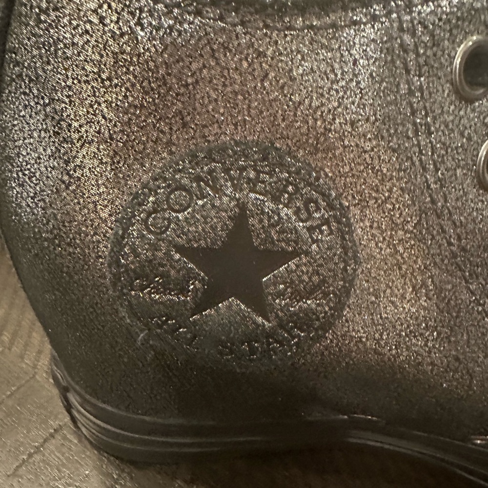 Converse Chuck Taylor Women's Silver and Black High-Top Sneakers - Picture 7 of 10